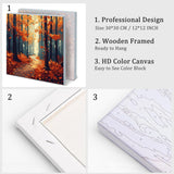 Natuyalo Paint by Numbers for Adults with Framed on Canvas, Autumn Forest Paint by Numbers Kits for Beginners, Forest Path DIY Acrylic Painting Kits with Frame Ideal Gift (12x12 Inch) Natuyalo