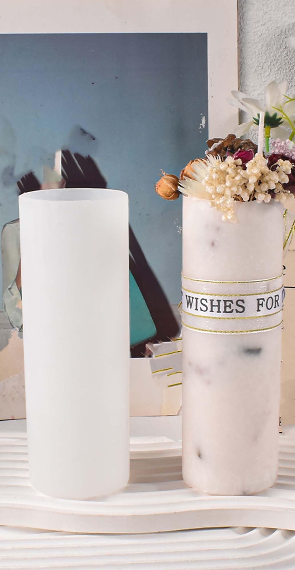 Cylinder Molds Silicone Wave Spiral Candle Mold - Silicone Resin Casting Molds for Candle & Resin & Soap Craft Supplies (cylinder-2-pack-6-inch) EVERELAM