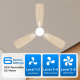 Atolit Ceiling Fans with Lights,42 inch,Quiet Reversible Motor,Easy to Install,6 Speeds,3CCT,Timer, White Modern Ceiling Fan for Living Room, Bedroom, Kitchen, Dining room, Office Atolit