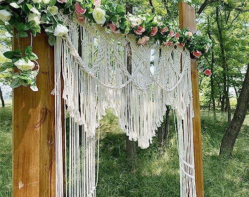 Youngeast Boho Curtains Large Macrame Curtain Macrame Wall Hanging Woven Window Curtains Wedding Backdrop Room Divider Bed Headboard Youngeast