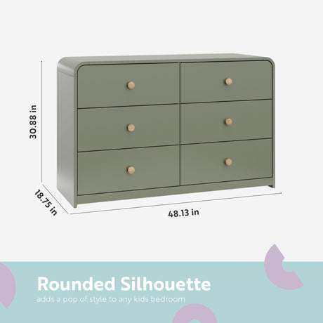 Storkcraft Santos 6 Drawer Bedroom Dresser (Olive & Natural) – GREENGUARD Gold Certified Dresser for Kids Bedroom with Interlocking Drawer System Storkcraft