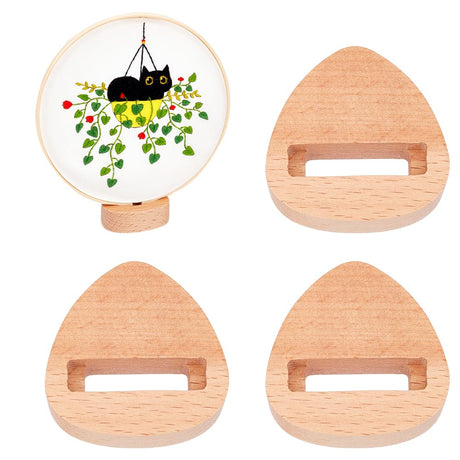 OLYCRAFT 4pcs Embroidery Hoop Display Stand Triangle Wood Base 2.2 x 2.2 Inch Embroidery Hoop Wood Hoop Easels Embroider Hoop Holder Accessories for Embroider Cross Stitch Stand Decor OLYCRAFT