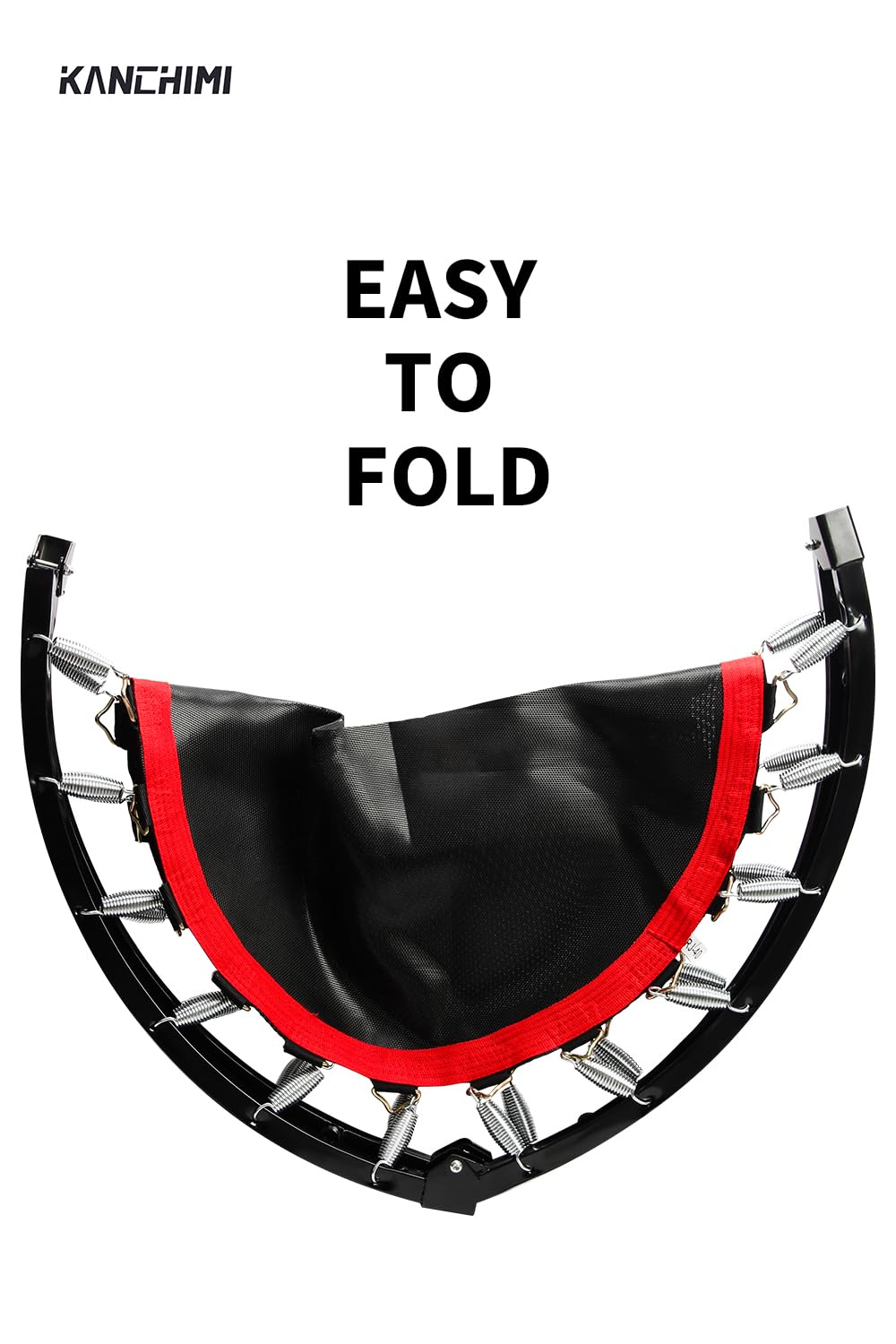 Kanchimi 550 LBS Foldable Mini Trampoline, 40" Fitness Trampoline Without armrests/U Shape Adjustable Foam Handle, Stable & Quiet Exercise Rebounder for Adults Indoor/Outdoor Workout (Black, 40 inch) Kanchimi
