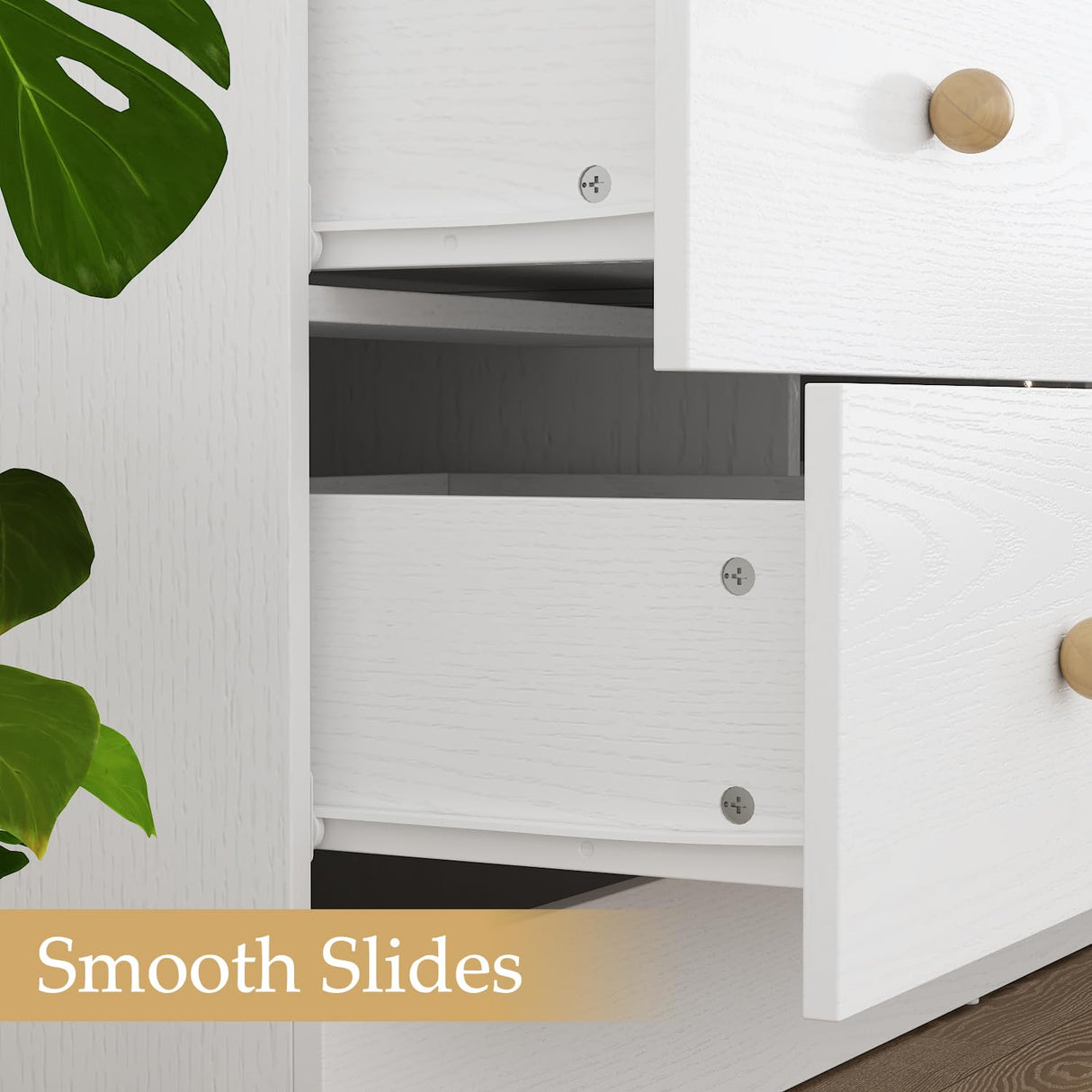 WOODTIME White 9 Drawer Dresser for Bedroom, 47.2“L Wooden Double Dresser, Modern Chest of Drawers Storage Organizer Dresser for Entryway Hallway WOODTIME