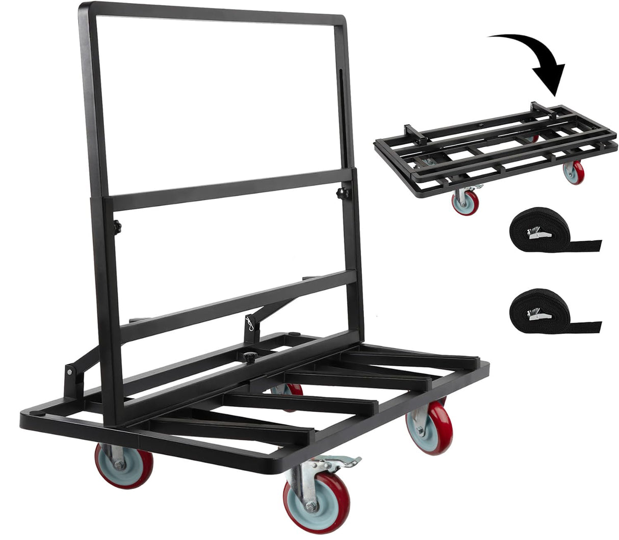 Eastrexon Folding Drywall Cart, Drywall Dolly w/ 5" Swivel Casters, 44.5" x 22" x 40" Plywood Cart w/ 2000 LBS Load Capacity, Portable Panel Truck Cart for Handling Plywood, Plasterboard, Glass Eastrexon