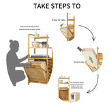 Baveke Laundry Hamper with 2-Tier Shelves & Tilt Out Basket, Laundry Baskets Organizer Hampers Bathroom Storage Shelf for Laundry Room, Bathroom, Nursery, Bedroom (Small - 15.75 in) Baveke