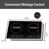 Nuwave Double Induction Cooktop, Powerful 1800W, 2 Large 8” Heating Coils, Independent Controls, 94 Temp Settings from 100°F to 575°F in 5°F Increments, 2 x 11.5” Shatter-Proof Ceramic Glass Surface Nuwave