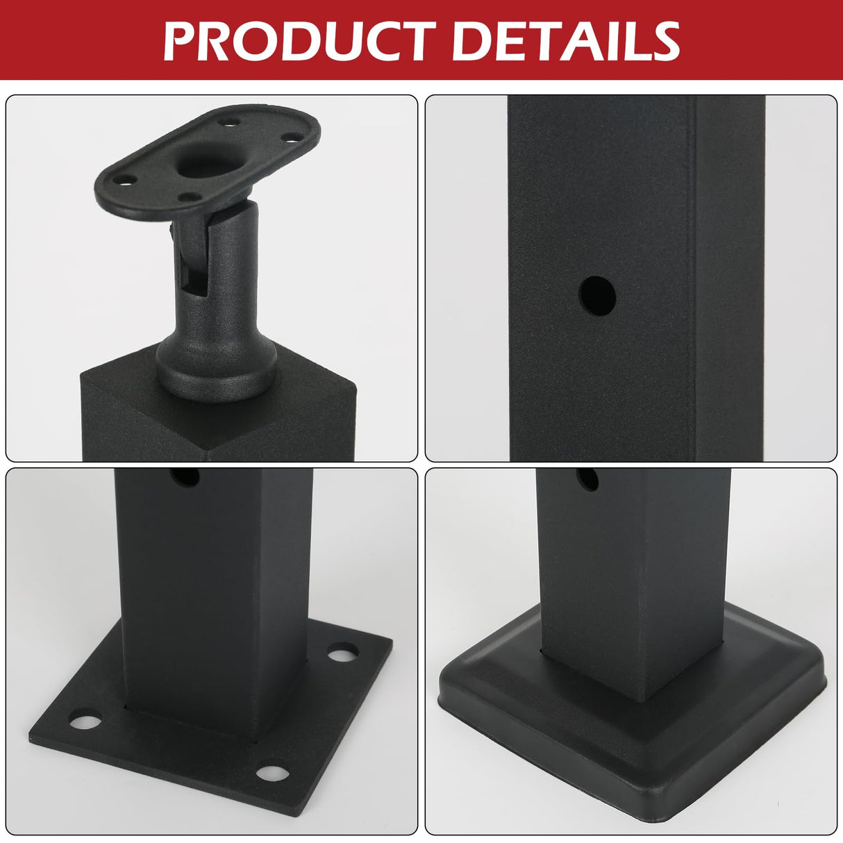 4 Pack Cable Railing Post 36" (Post 36"x2"x2"), Fixed Top Mount Level Drilled Railing Post with Cable Grommets, Adjustable Top Level Line Post Cable Handrail Post, Cable Railing System DIY Kit. HUATOL