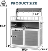 GRAVFORCE Outdoor Potting Bench Table, Garden Potting Benches for Outside Planting Work Bench Table Wooden Storage Plant Table Cabinet Gardening Table for Patio, Garden, Greenhouse, Backyard (Gray) GRAVFORCE