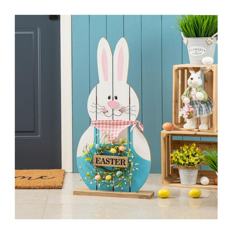 Glitzhome 30"H Easter Wooden Bunny Porch Decor，Standing Bunny Sign Decoration for Home or Yard glitzhome