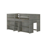 Max & Lily Driftwood Modern Farmhouse Low Loft Bed with 2 Bookcases for Kids Max & Lily