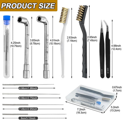 27Pcs 3D Printer Nozzle Cleaning Kit, 3D Printer Tools, 2 Wire Brush, 2 L Shaped Wrench, 2 Tweezers,20 Cleaning Needle,1 Storage Box, 3D Printer Kit - WoodArtSupply