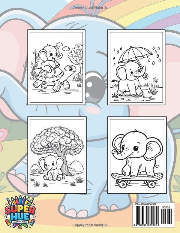 Baby Elephant Coloring Book For Kids: 50+ Delightful Elephant Coloring Pages Featuring Cute Baby Elephants in Playful Scenes - Perfect for Kids, Toddlers, and Preschoolers!