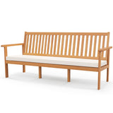 RELAX4LIFE 64’’ Outdoor Bench Acacia Wood - 3-Person Patio Bench w/Slatted Backrest, Armrests & Removable Seat Cushion, Wooden Front Porch Garden Bench for Poolside Balcony Backyard, 1200 LBS Capacity RELAX4LIFE