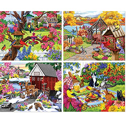 Bits and Pieces - 4-in-1 Multi-Pack 300 Piece Jigsaw Puzzles for Adults - 300 pc Puzzle Set Bundle by Nancy Wernersbach - 16" x 20" (41cm x 51cm) Bits and Pieces