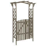 Gecheer Garden Arch Arbor Trellis with Gate, Pergola Planter Plant Support Archway for Climbing Raised Bed, Garden Arch Wedding Party Decoration Outdoor Garden Lawn Backyard 45.7"x15.7"x80.3" - Gray Gecheer