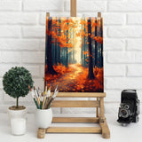 Natuyalo Framed Paint by Number Kits for Adults Beginners, Forest Path Easy Acrylic Adult Paint by Number Kits, Autumn Landscape DIY Painting by Numbers Kits with Frame 12x16 Inch Natuyalo