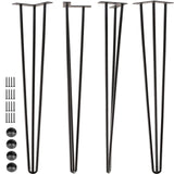 SPACEEUP 30" Hairpin Table Legs, 4PCS Coffee Desk Legs with Rubber Floor Protectors, 880lbs Load Capacity, Heavy Duty Black Metal Furniture Legs 3 Rods for DIY Bench Desk Dining End Table Chairs SPACEEUP