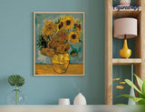 Figured'Art Paint by Numbers Kit for Adults Van Gogh - Sunflowers 16"x20" - Craft Art Painting Rolled Canvas with DIY Wooden Frame Figured'Art