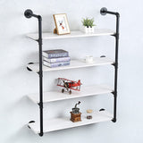 Industrial Pipe Shelving Wall Mounted,36in Rustic Metal Floating Shelves,Steampunk Real Wood Book Shelves,Wall Shelf Unit Bookshelf Hanging Wall Shelves,Farmhouse Kitchen Bar Shelving(4 Tier) OLDRAINBOW