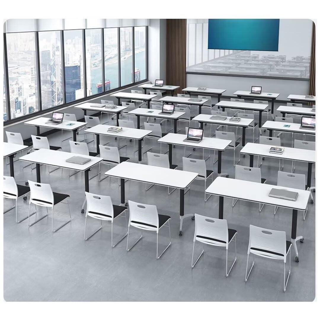 Conference Table,Modern Office Folding Flip Top Mobile Training Table The Table with Wheels is Convenient and Fast,Suitable for Office,Meeting Room,classr White,1pack(47.2×23.6×29.5in) UDHSV