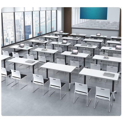 Conference Table,Modern Office Folding Flip Top Mobile Training Table The Table with Wheels is Convenient and Fast,Suitable for Office,Meeting Room,classr White,1pack(47.2×23.6×29.5in) - WoodArtSupply