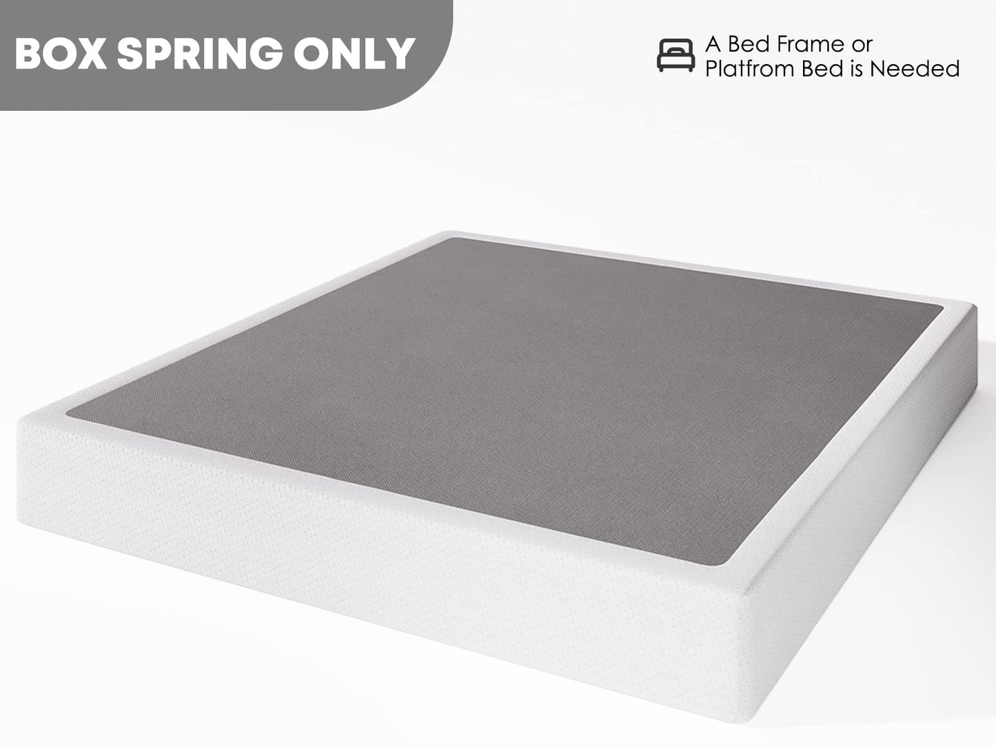 RLDVAY King-Box-Spring, 9 inch Metal King Size Box Spring Only, Heavy Duty Box Spring King with Fabric Cover, Easy Assembly, Non Slip, Noise Free