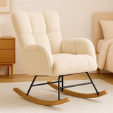 COMHOMA Nursery Rocking Chair with Ottoman, Teddy Glider Rocking Chair, Accent Chair with High Backrest Reading Chair for Adult, Nursery, Bedroom, Living Room, Offices (Beige with Ottoman) COMHOMA