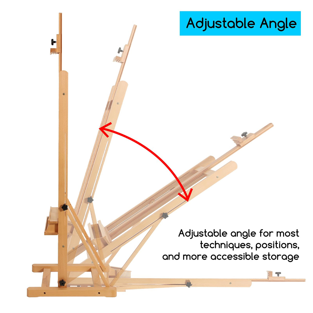 MEEDEN Studio H-Frame Easel with Storage Tray, Solid Beech Wood Artist Painting Easel, Best Wooden Floor Easel, Holds Canvas Art up to 48" MEEDEN