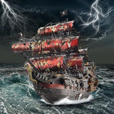 Piececool 3D Metal Puzzles for Adults, Red Queen Anne's Revenge Pirate Ship Model Kits, 3D Watercraft Model Building Kit, DIY Craft Kits Difficult 3D Puzzles for Family Time
