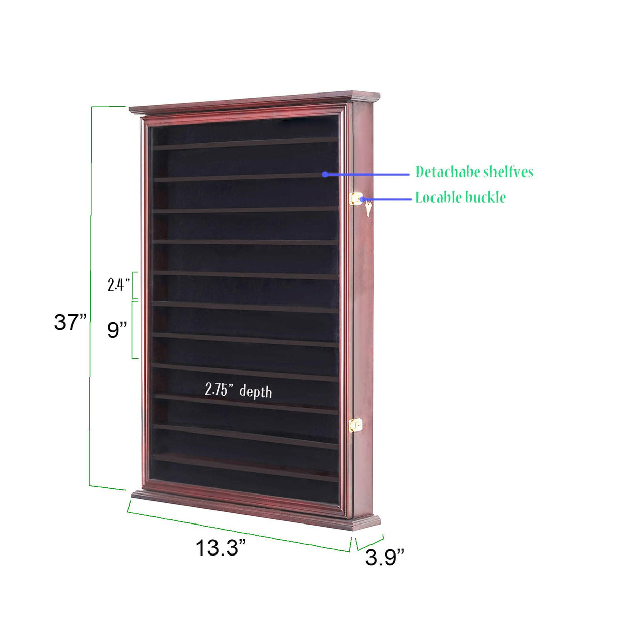 144 Shot Glass Display Case - Large Wall-Mounted Shadow Box with UV Protection, Perfect for Home Decor | Wall-Mounted Cabinet Curio Shadow Box for Action Figures Small Figurines Rack Lockable Door ARRAWIS