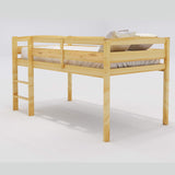 Harper & Bright Designs Twin Size Low Loft Bed with Ladder and Safety Guardrails in Natural Wood Harper & Bright Designs