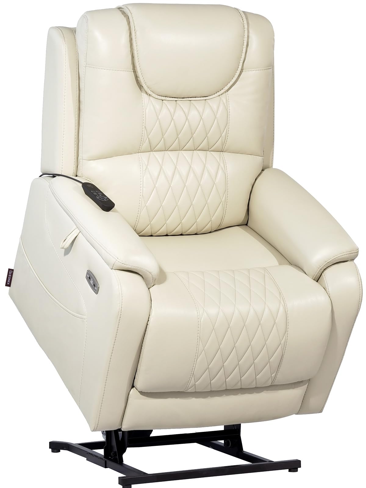 EONIX Triple Motor Lay Flat Power Lift Recliner Chair for Elderly with Massage, 400lbs Electirc Lift Chair for Living Room, Independent Adjustable Backrest Headrest, Extended Footrest, Cream White EONIX