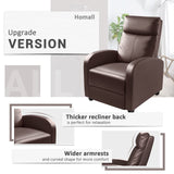 Homall Recliner Chair, Recliner Sofa for Adults, Recliners Home Theater Seating with Lumbar Support, Reclining Sofa Chair for Living Room (Leather, Brown) Homall
