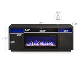 BELLEZE 70" Fireplace TV Stand for TVs Up to 75", LED Light Entertainment Center with 36" Electric Fireplace Heater, Storage Cabinet, Media Console Table for Living Room - Avenue (Black) BELLEZE