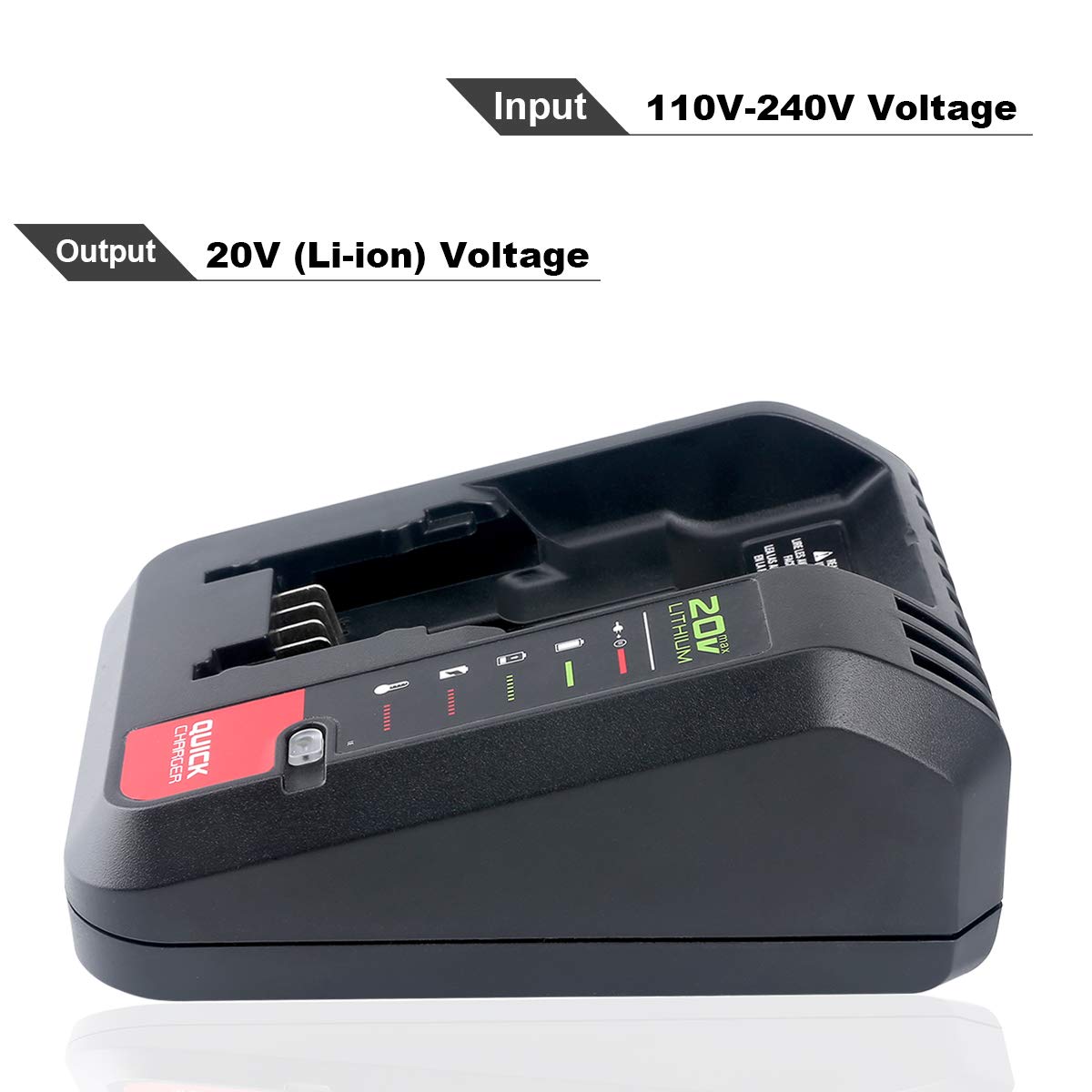 Lasica 20V Max Charger Compatible with Black & Decker 20V Battery and Compatible with Porter-Cable 20V Battery LBXR20 LBXR2020 PCC681L PCC685L PCC692L BDCAC202B 20-Volt Power Tool Battery Charger Lasica