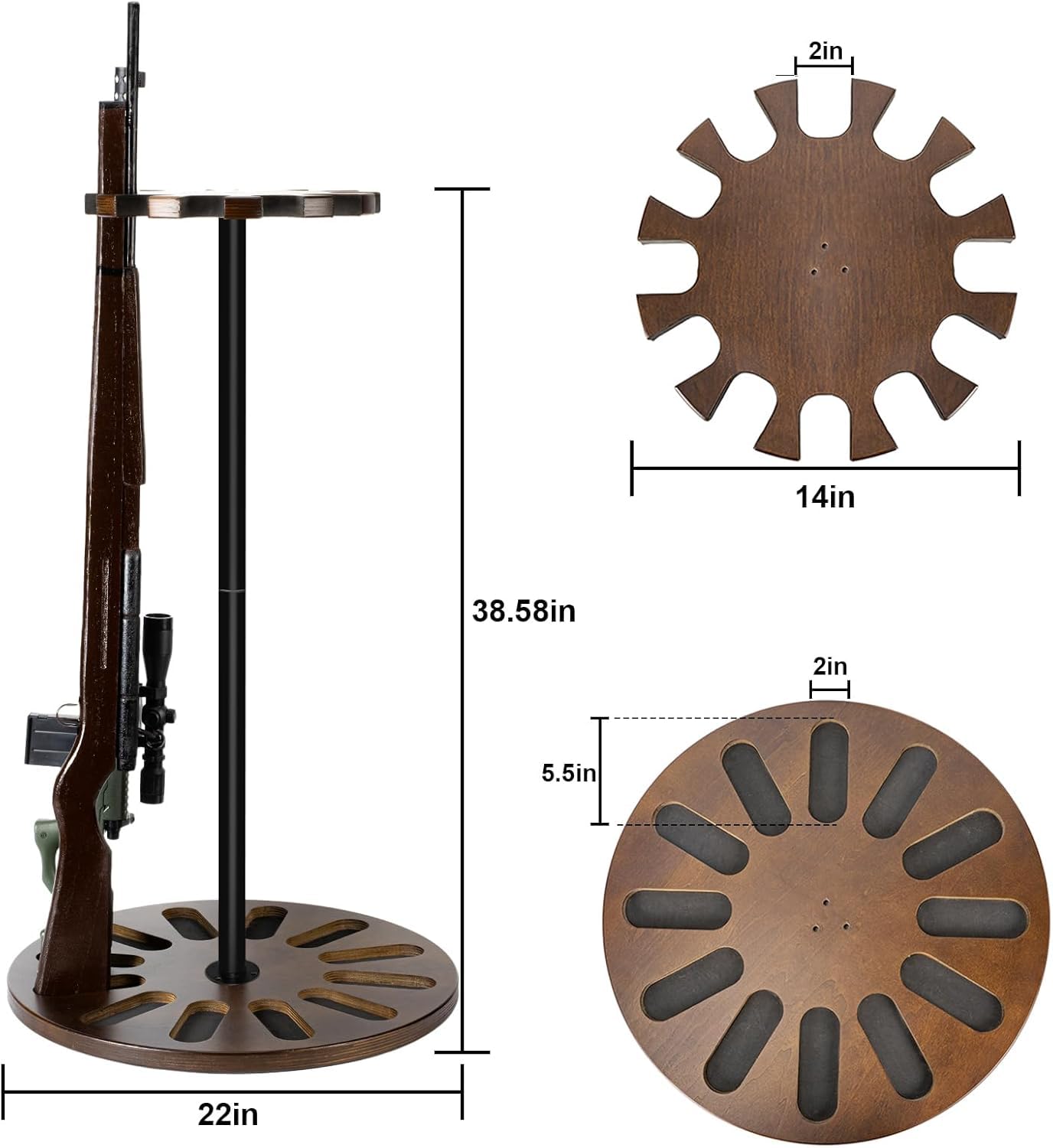 Gun Turntable Rifle Rack Yoimori Indoor Gun Racks, Rotating Gun Rifle Rack Stand, Heavy Solid W ...