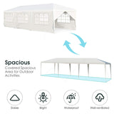 Tangkula 10' x 30' Outdoor Waterproof Gazebo Canopy w/ 6 Removable Sidewalls and 2 Doorways, Heavy Duty Large Tent w/Strong Connection Stakes Ropes for Party Wedding Events Beach BBQ (White) Tangkula