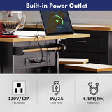 Kennkari Rolling Kitchen Island on Wheels with Drop Leaf and Seating, Wide Moblie Kitchen Island with Storage Cabinets and Power Outlet, Large Island Table with 2 Bar Stools (Type V. Black) Kennkari