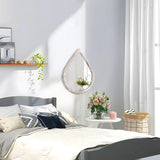 FEUFOAM Small Decorative Mirror Teardrop Mirror Wood Frame Rustic White Wall Mirror Farmhouse Hanging Mirrors for Bathroom Living Room Entryway Hallway FEUFOAM