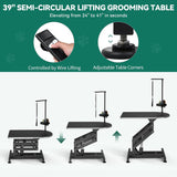 YITAHOME 39" Electric Dog Grooming Table, Heavy Duty Pet Grooming Table for Dogs at Home, Adjustable Overhead Arm & Tool Organizer Small to Medium Dog Grooming Station, Black YITAHOME