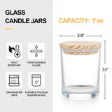 SHOWIN Thick Candle Jars for Making Candles 12 Pcs, 7 OZ Empty Jars with Wood Lids for Candle Making, Sample Container, Clear SHOWIN