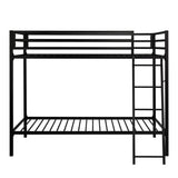 SHA CERLIN Industrial Twin Over Twin Metal Bunk Bed with Inclined Ladder & Guardrails, Black SHA CERLIN