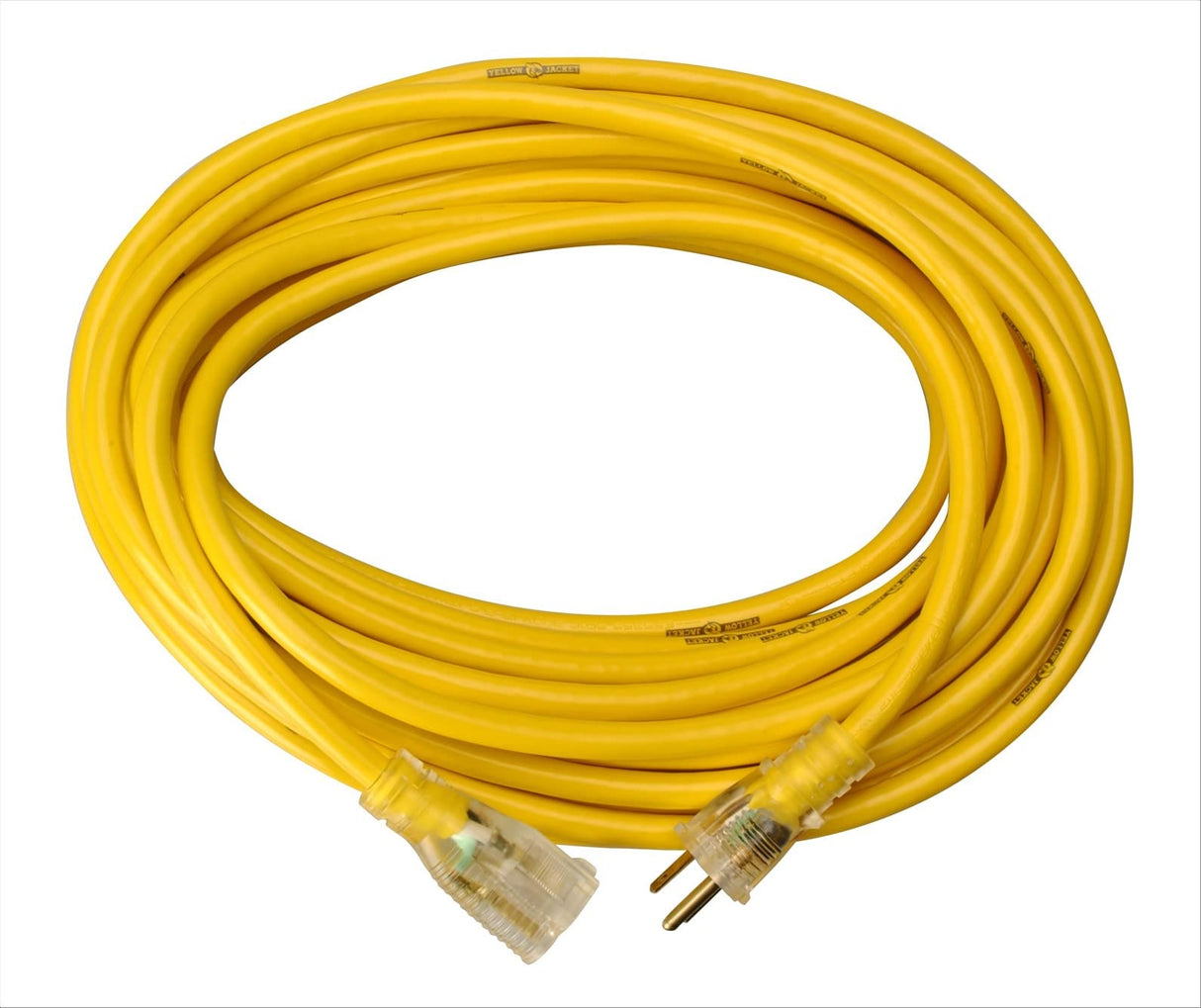 Yellow Jacket Medium Duty Extension Cord, 50Ft, 14 Gauge, 3 Conductor, Lighted End, Weather Resistant, SJTW, Yellow, 2887 Yellow Jacket