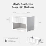 EYYTHUNG Fluted Wall Nightstand Set of 2 with Drawer, Modern Floating Night Stand with Fluted Door and Open Storage Shelf Wall Mounted Bedside Table for Bedroom Bathroom Entryway, White EYYTHUNG