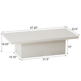 Farmhouse Coffee Table, 47.25" Modern Engineered Wood Cocktail Table, Scratch-Resistant Accent Table with Sturdy Frame for Living Room, Home Office & Lounge Vipbear