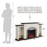 72" Electric Fireplace with Mantel, White TV Stand for TVs Up to 80 Inch, Farmhouse Entertainment Center with Storage for Bedroom,23'' Fireplace Insert Heater for Living Room BOSHIRO