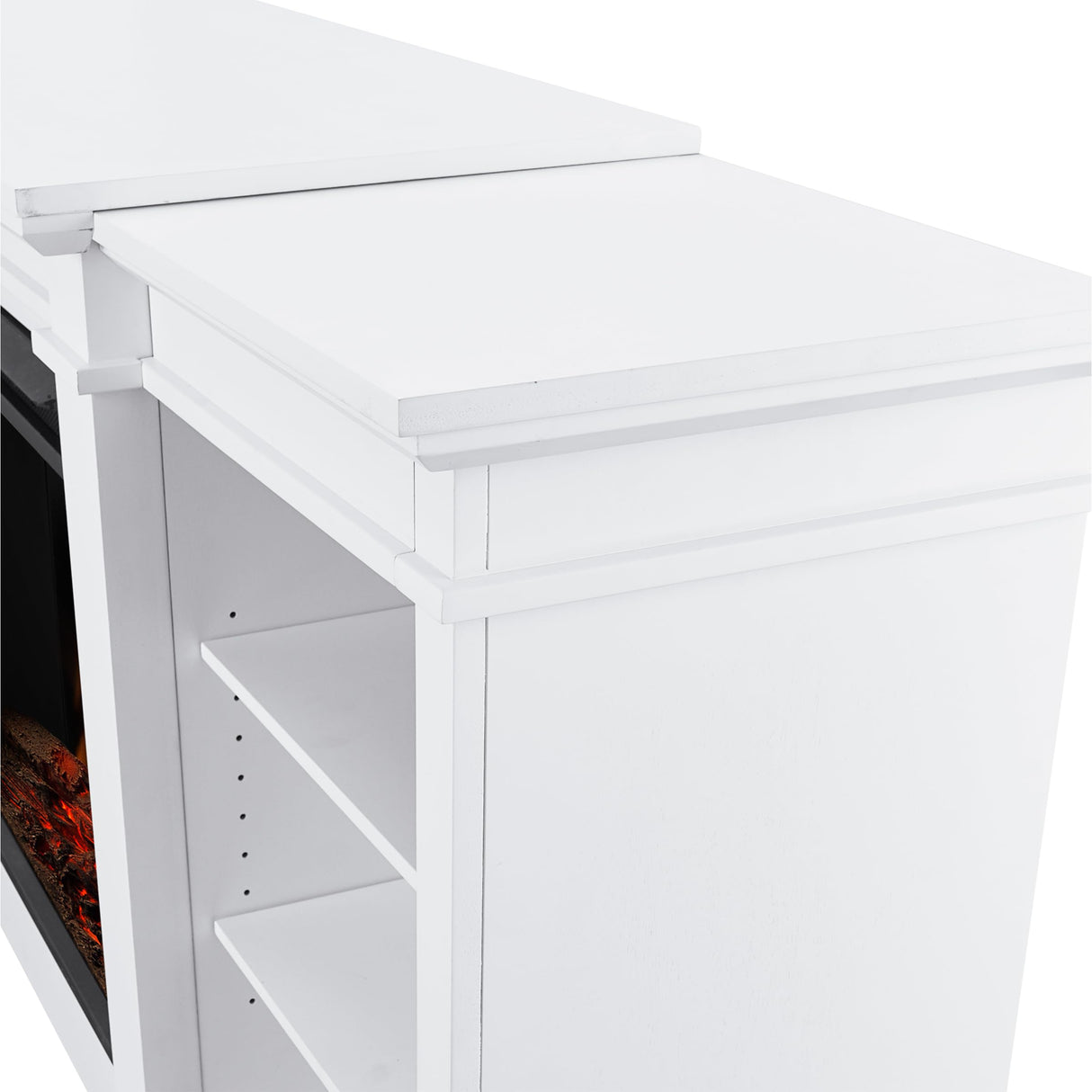 Real Flame Eliot 81" Grand Electric Fireplace TV Stand in White for TVs up to 80 inches, Entertainment Center with Adjustable Shelves and Storage, TV Stand for Living Room and Bedroom, Remote Control Real Flame