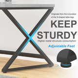 IBF Large Home Office Computer Desk, Industrial Long Work Study Writing Desk, Simple Executive Conference Table for 2 Person, Wood Metal Double Pc Gaming Workstation in Bedroom, Light Grey Oak, 70 in IBF