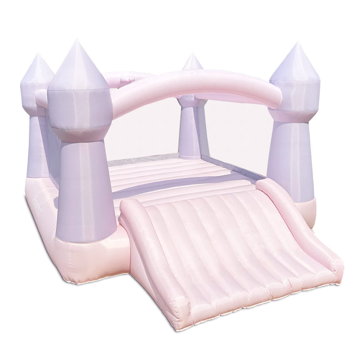 Bounceland Party Castle DayDreamer Cotton Candy Bounce House, 16.4 ft L x 13.1 ft W x 9.3 ft H, Basketball Hoop, UL Blower included, Trendy Pastel Color, Fun Slide & Bounce Area, Castle Theme for Kids Bounceland